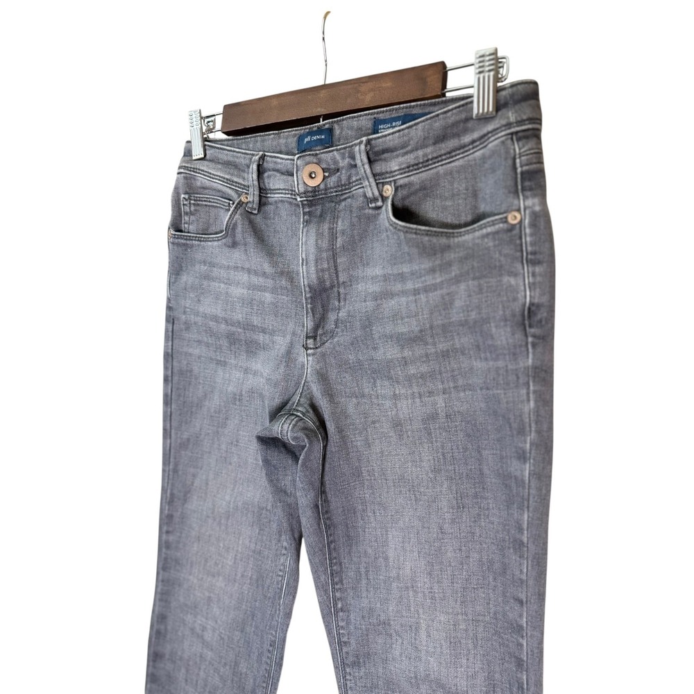 J. Jill Womens Denim High Rise Straight Leg Jeans 4 Gray Stretch Modern Classic - Picture 4 of 7